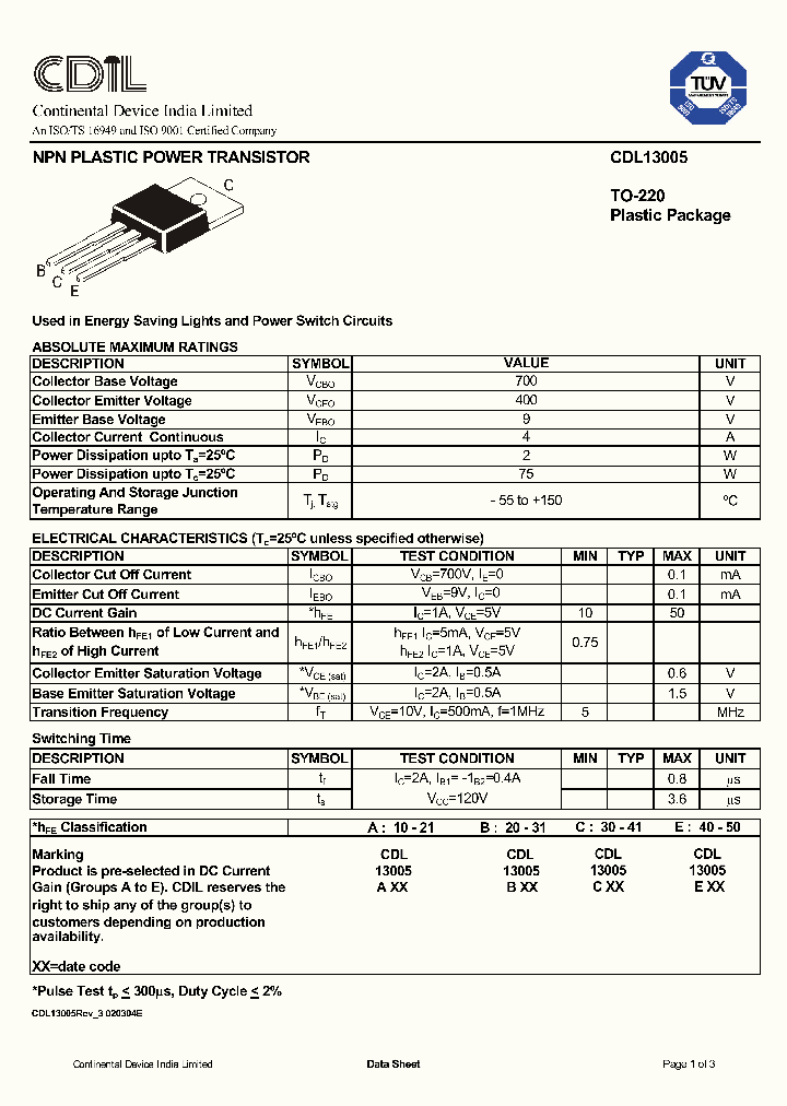 CDL13005_364253.PDF Datasheet