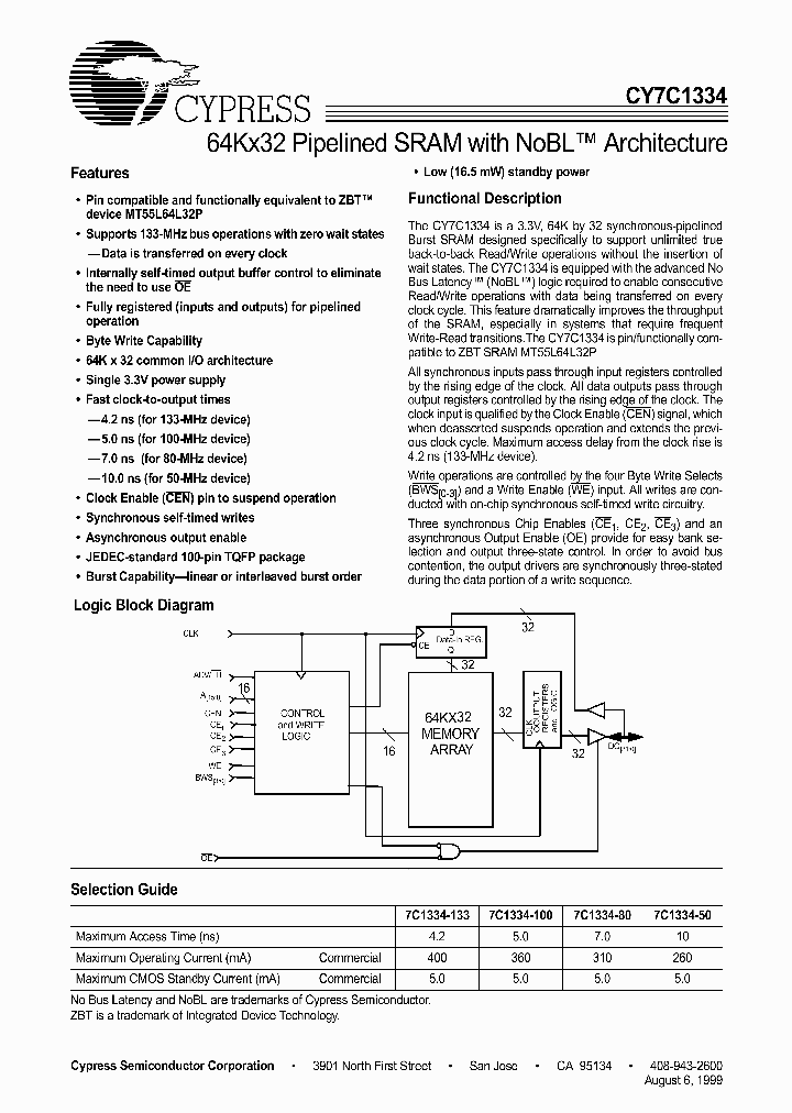 CY7C1334_184651.PDF Datasheet