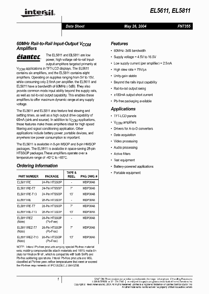 EL5611_189303.PDF Datasheet