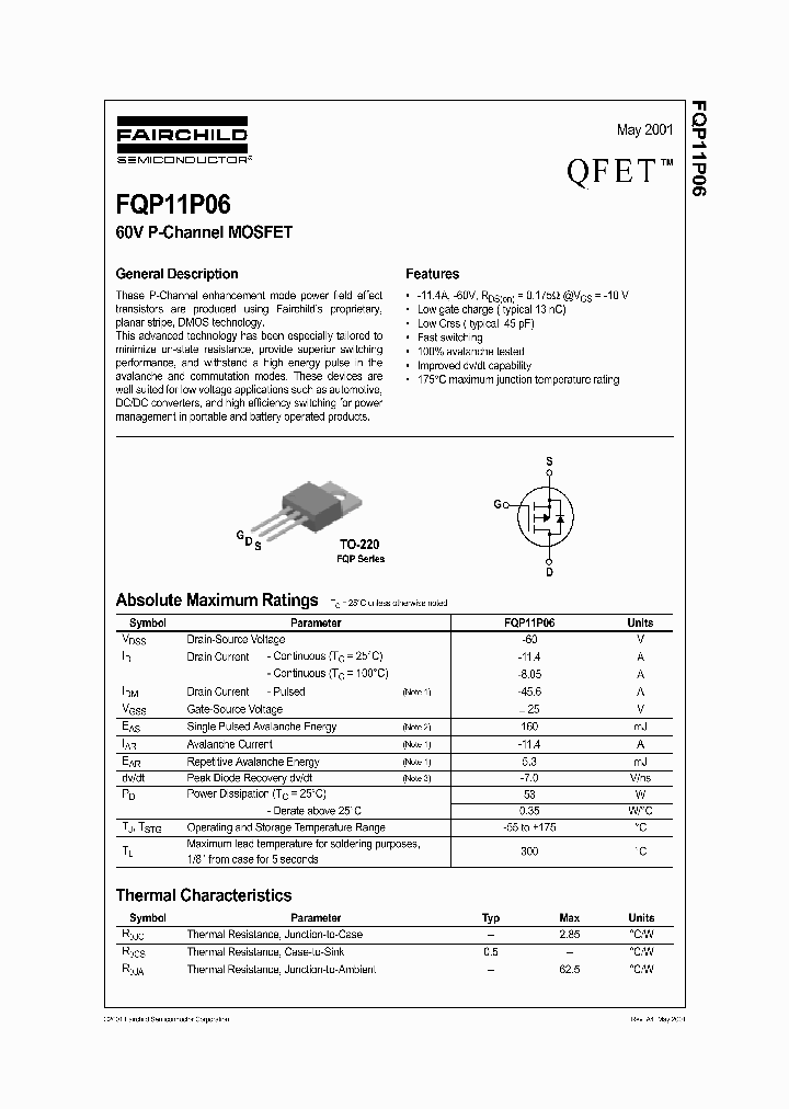 FQP11P06_320389.PDF Datasheet