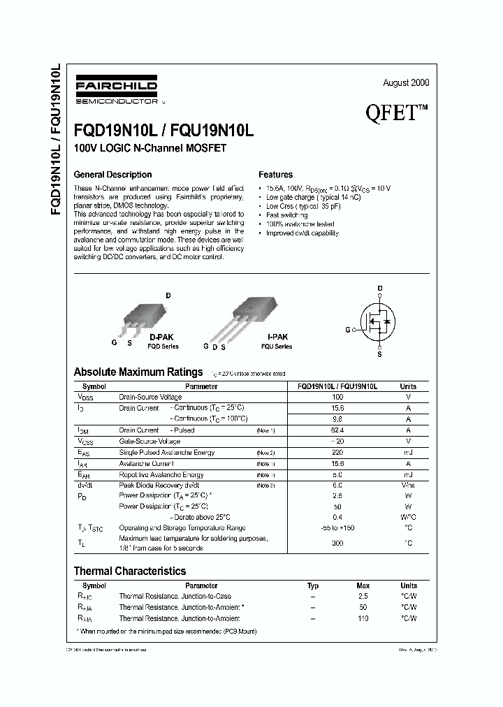 FQD19N10L_321471.PDF Datasheet