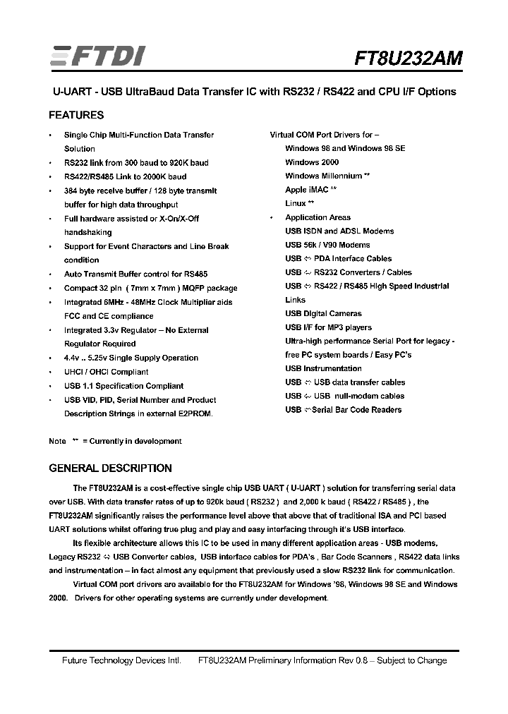FT8U232_62335.PDF Datasheet