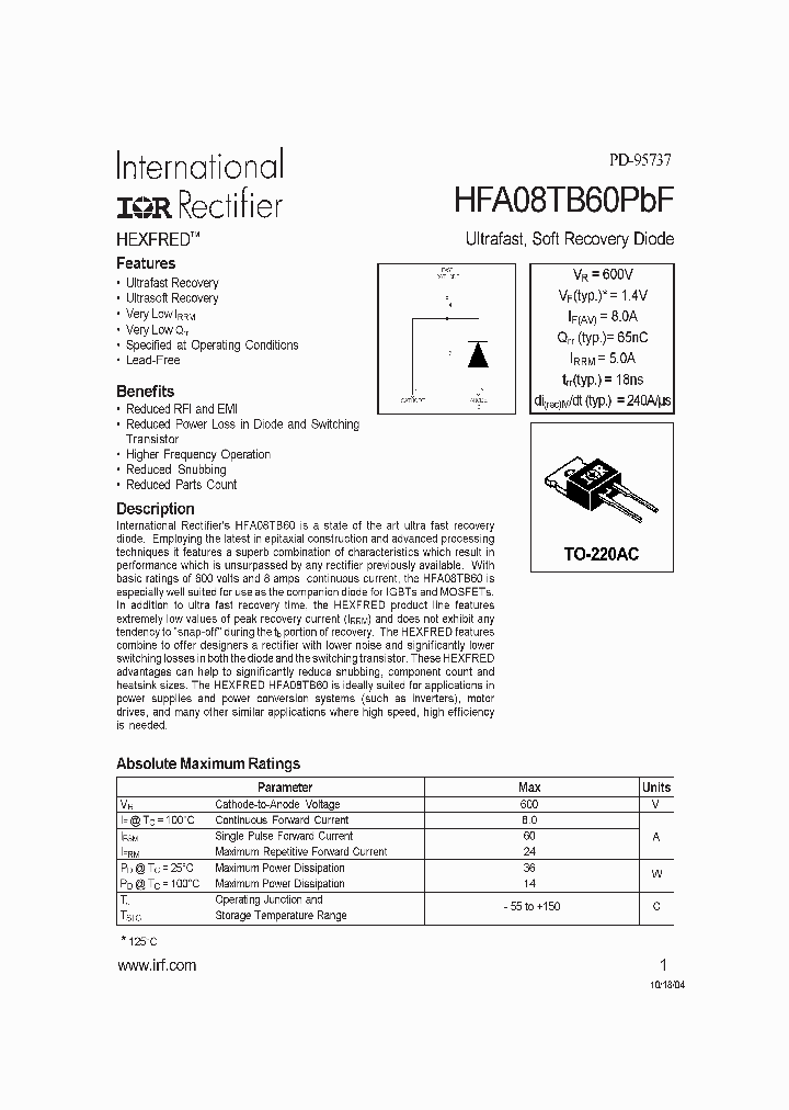 HFA08TB60PBF_371798.PDF Datasheet