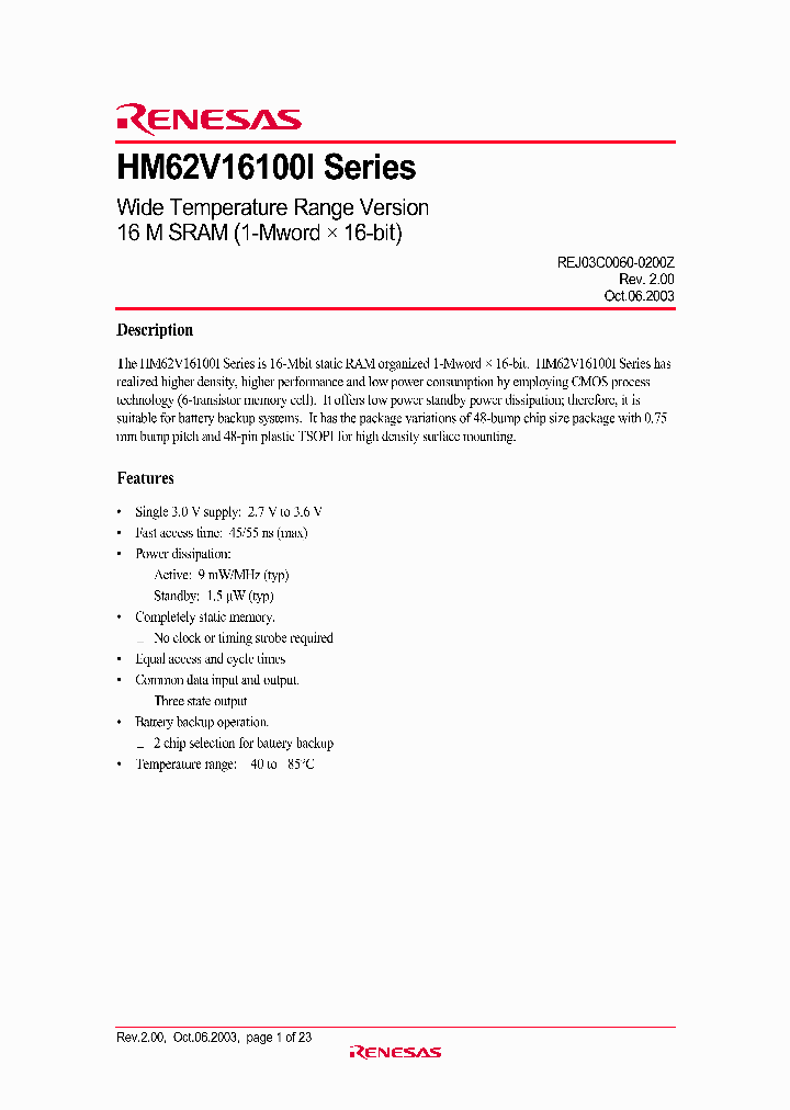 HM62V16100I_351589.PDF Datasheet