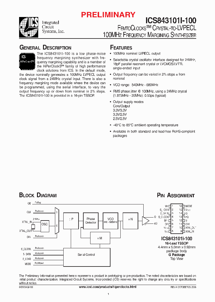 ICS843101I-100_327100.PDF Datasheet
