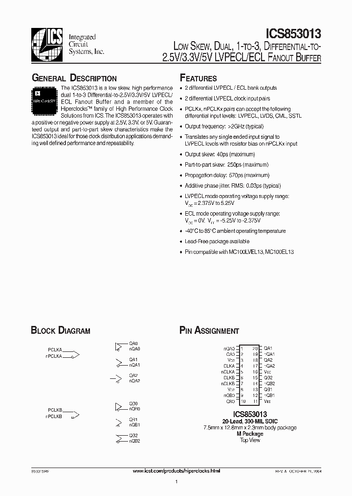 ICS853013_367656.PDF Datasheet