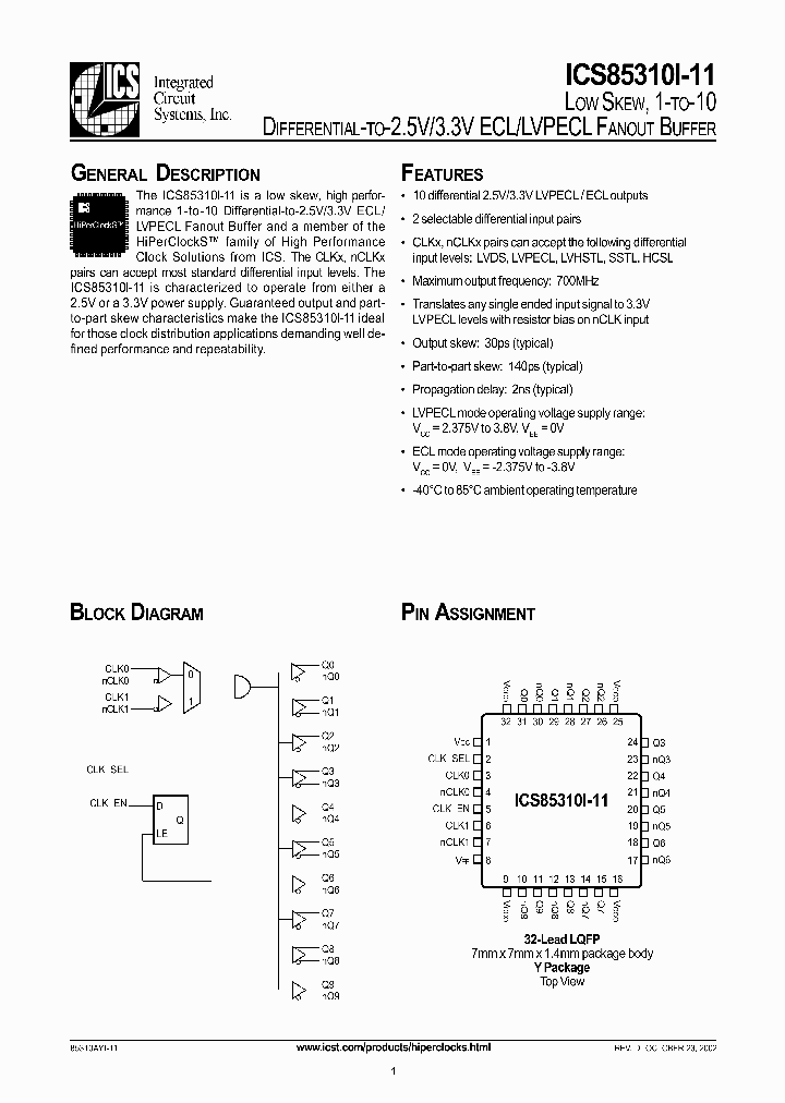ICS85310I-11_311925.PDF Datasheet