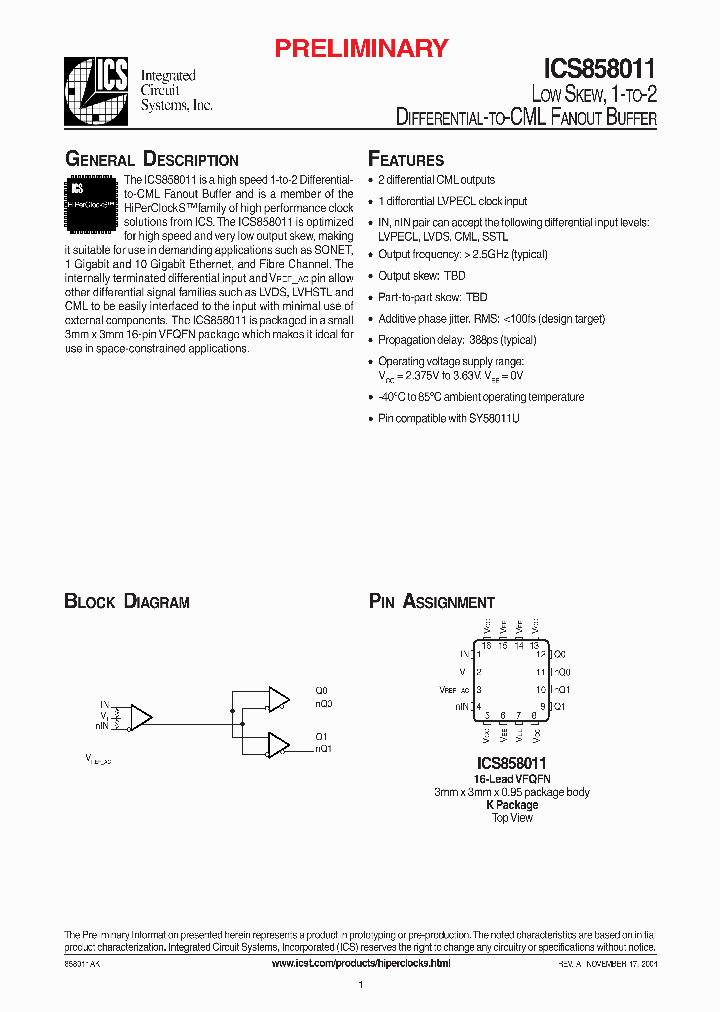 ICS858011_334449.PDF Datasheet