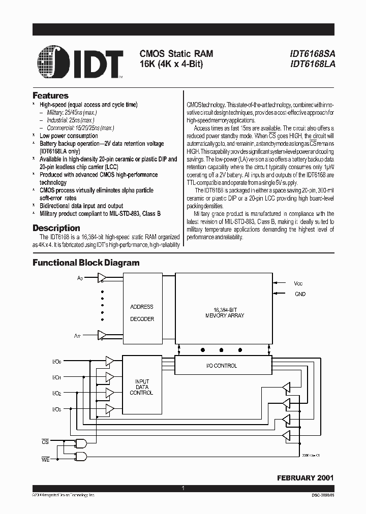 IDT6168LA15PI_312615.PDF Datasheet