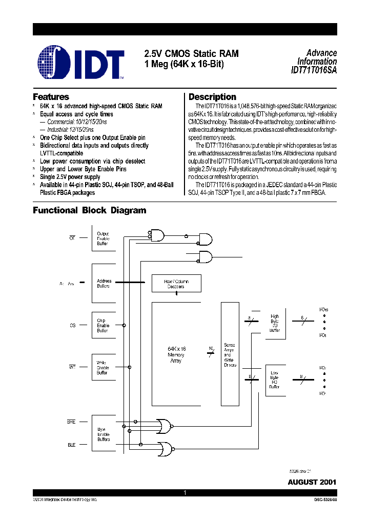 IDT71T016SA_341663.PDF Datasheet