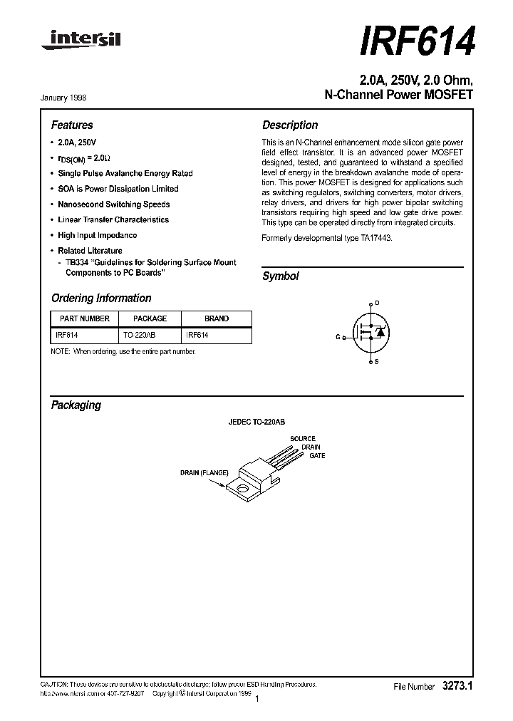 IRF614_203344.PDF Datasheet