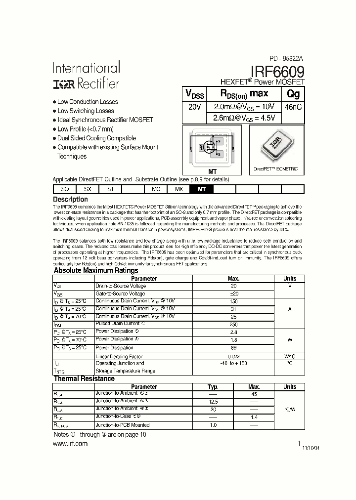 IRF6609_364085.PDF Datasheet