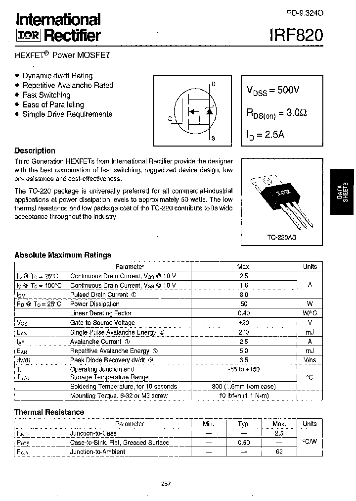 IRF820_342357.PDF Datasheet
