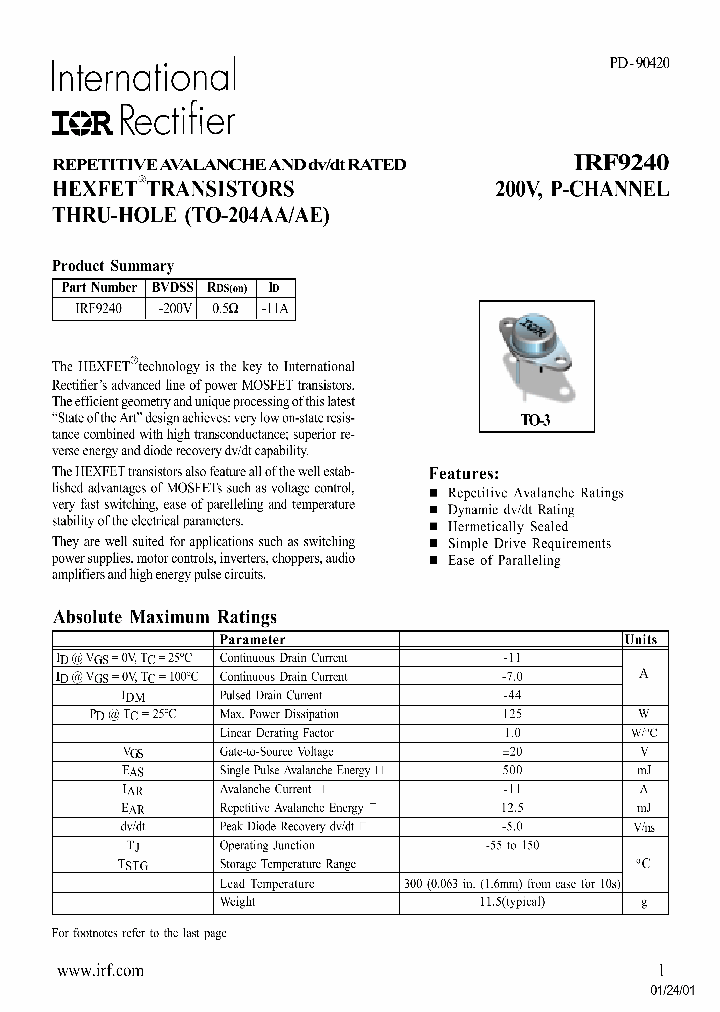 IRF9240_330469.PDF Datasheet