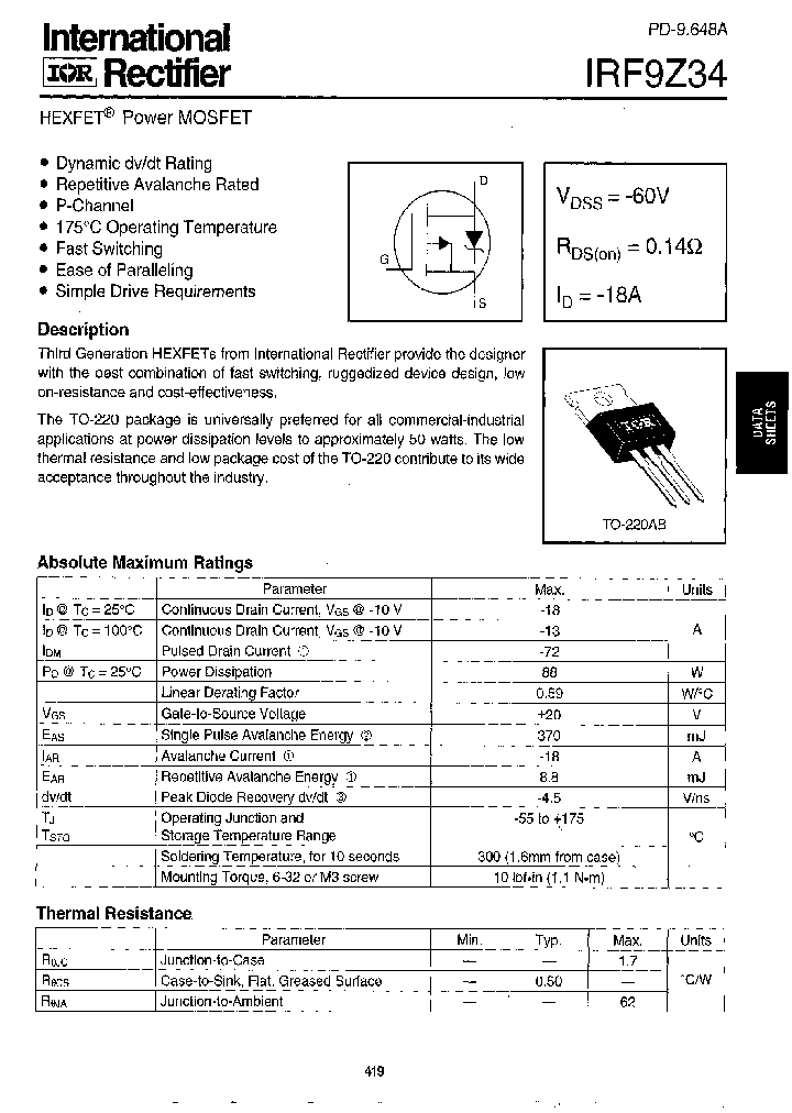 IRF9Z34_313972.PDF Datasheet