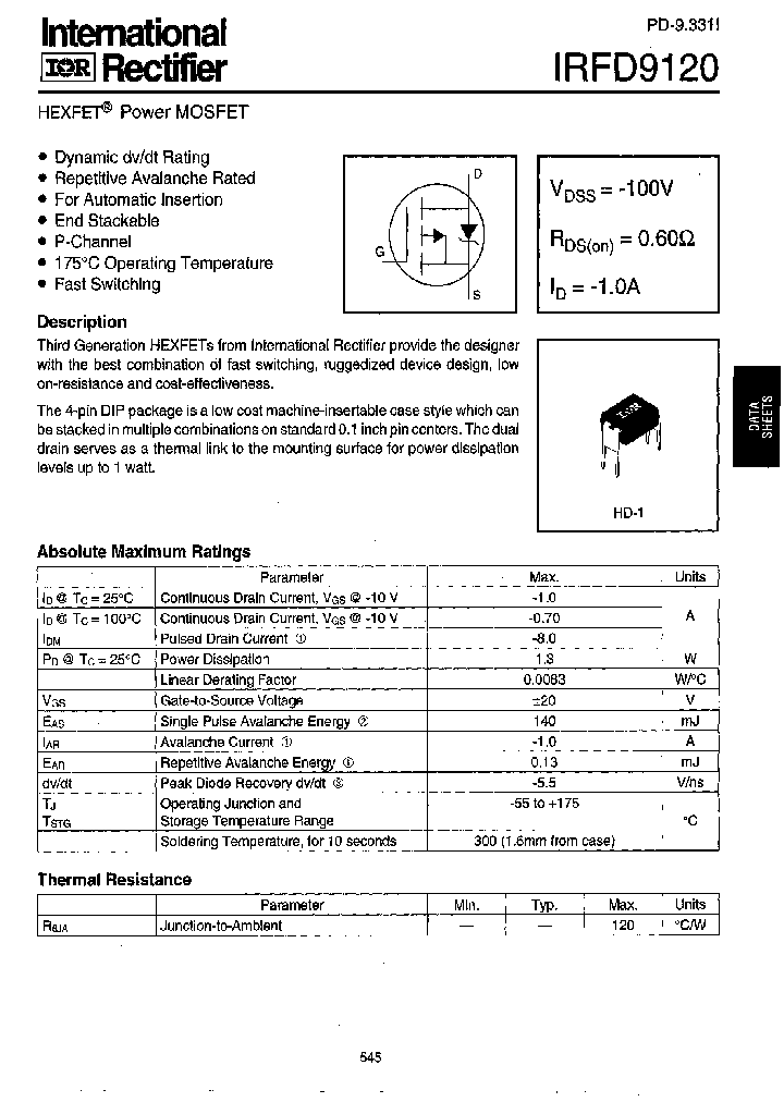 IRFD9120_318996.PDF Datasheet