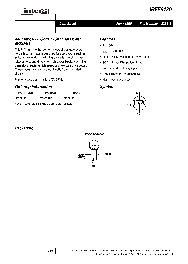 IRFF9120_319003.PDF Datasheet