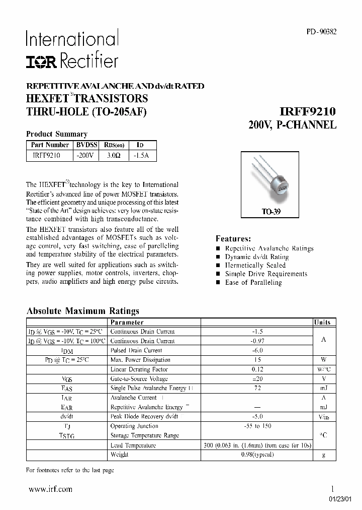 IRFF9210_316746.PDF Datasheet