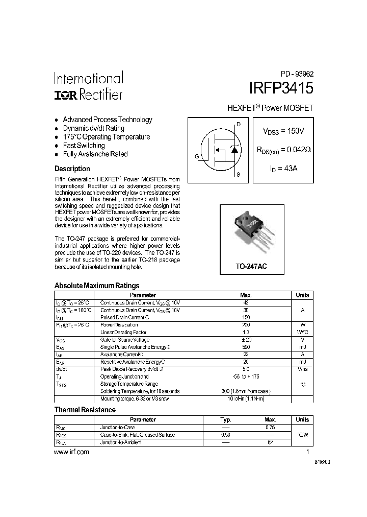 IRFP3415_306350.PDF Datasheet