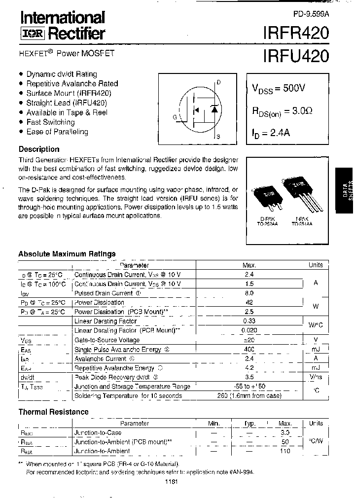 IRFR420_380361.PDF Datasheet