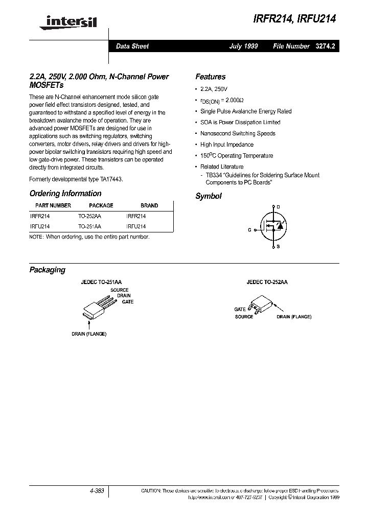 IRFU214_62299.PDF Datasheet