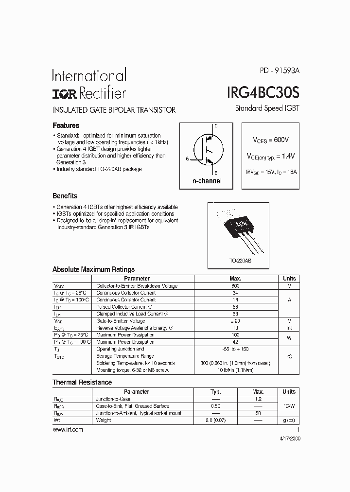 IRG4BC30S_199052.PDF Datasheet
