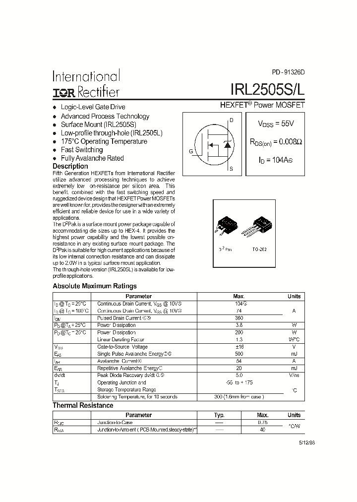 IRL2505L_196658.PDF Datasheet