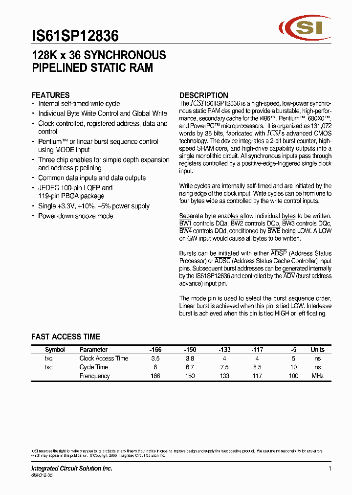 IS61SP12836_309269.PDF Datasheet
