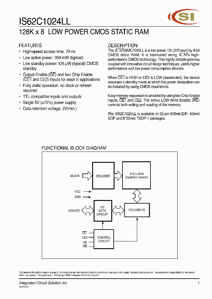 IS62C1024LL_339609.PDF Datasheet