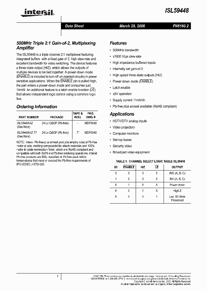ISL59448_318785.PDF Datasheet
