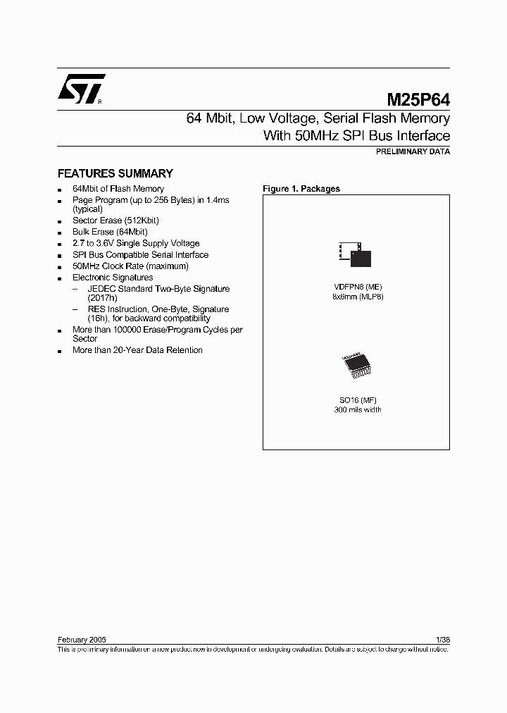M25P64_324334.PDF Datasheet