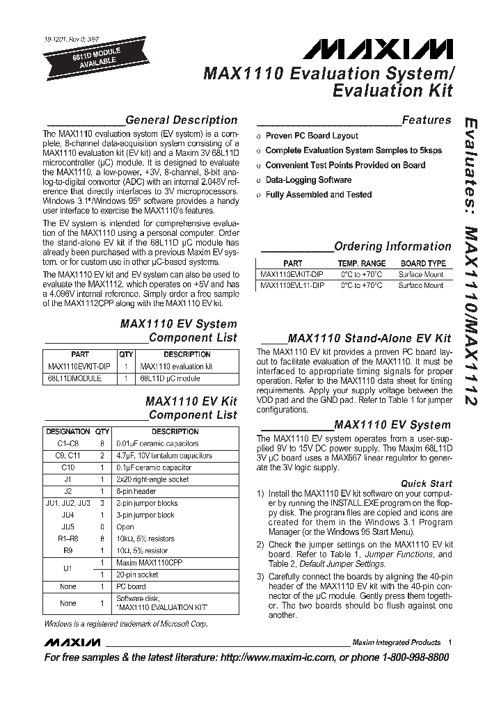 MAX1110EVSYS_310776.PDF Datasheet