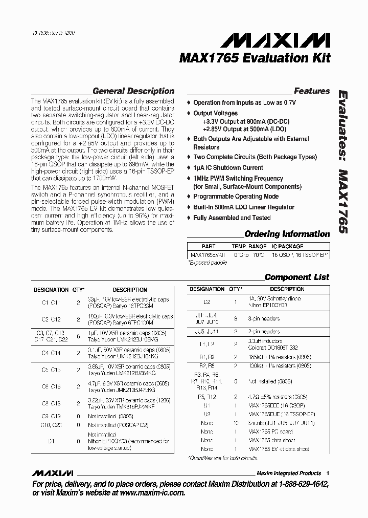 MAX1765EVKIT_336173.PDF Datasheet