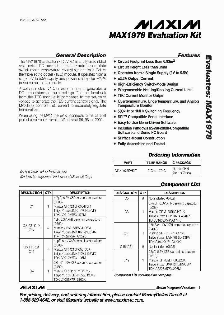 MAX1978EVKIT_341159.PDF Datasheet