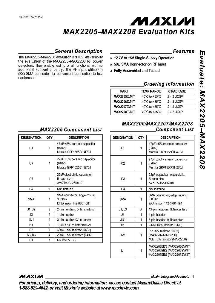 MAX2206EVKIT_291261.PDF Datasheet