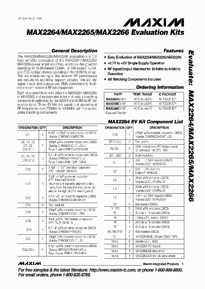 MAX2264EVKIT_348582.PDF Datasheet