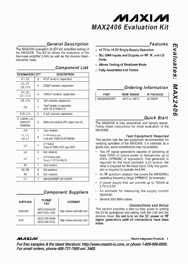 MAX2406EVKIT_324430.PDF Datasheet