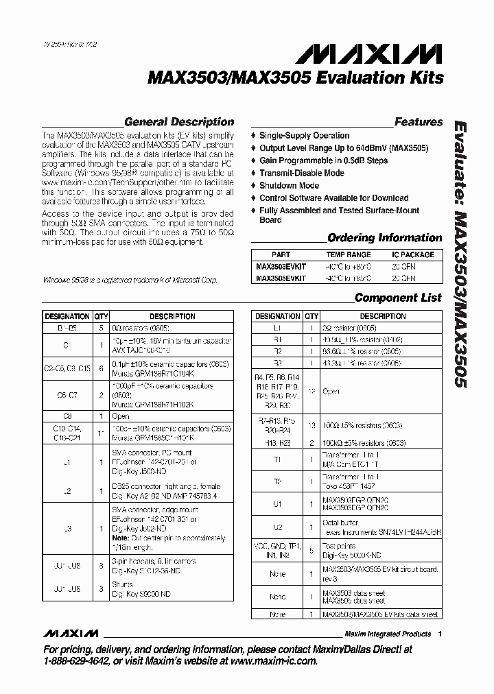 MAX3505EVKIT_292956.PDF Datasheet