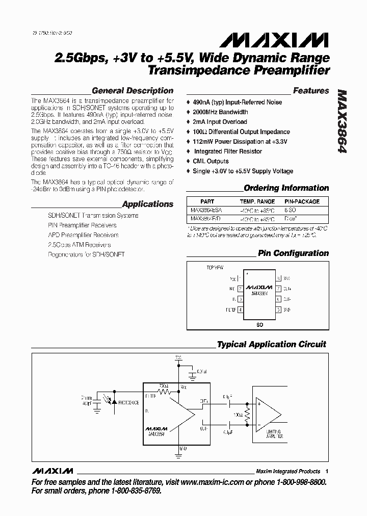 MAX3864_328371.PDF Datasheet