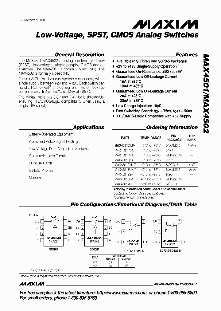MAX4502CPA_4973.PDF Datasheet