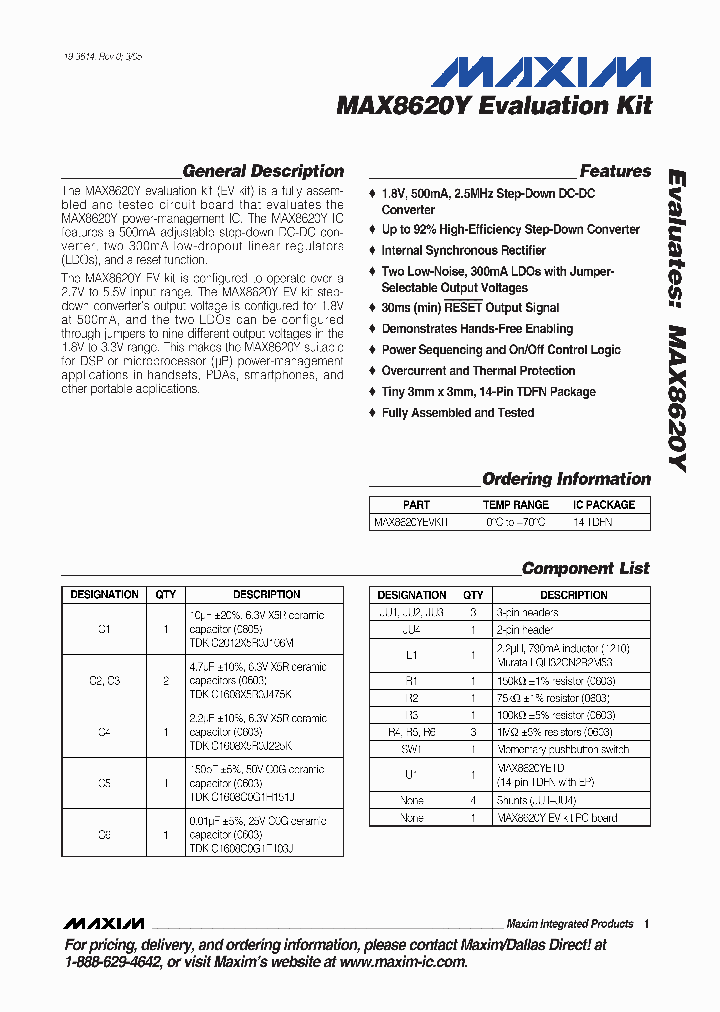 MAX8620YEVKIT_307759.PDF Datasheet