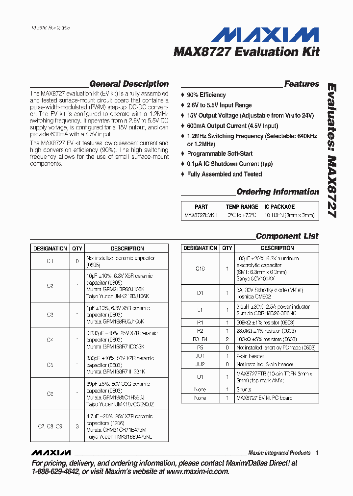 MAX8727EVKIT_329583.PDF Datasheet