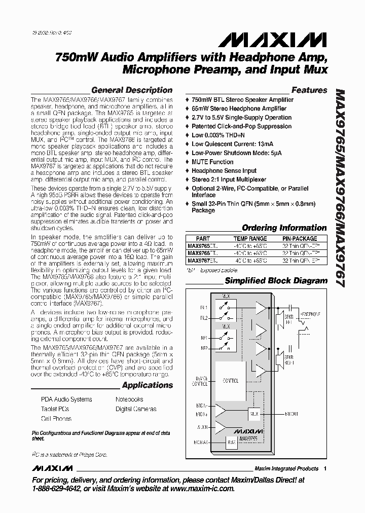 MAX9767_200521.PDF Datasheet