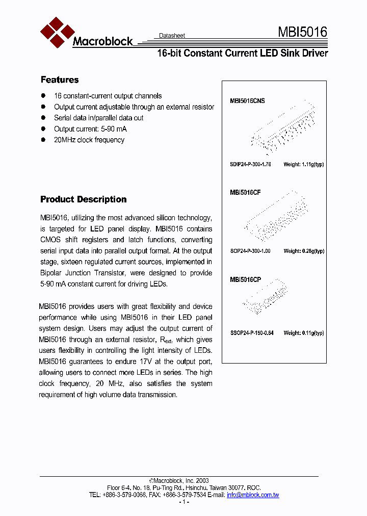 MBI5016_196963.PDF Datasheet