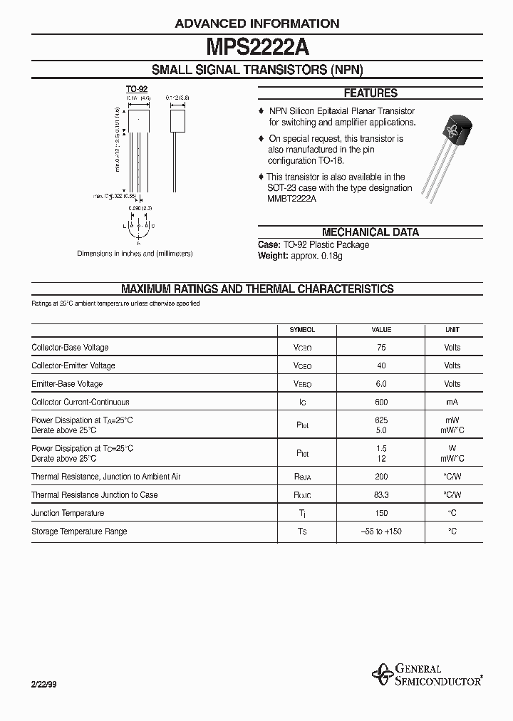 MPS2222A_356293.PDF Datasheet