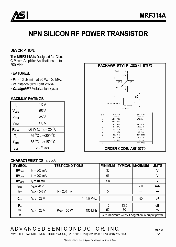 MRF314A_358183.PDF Datasheet