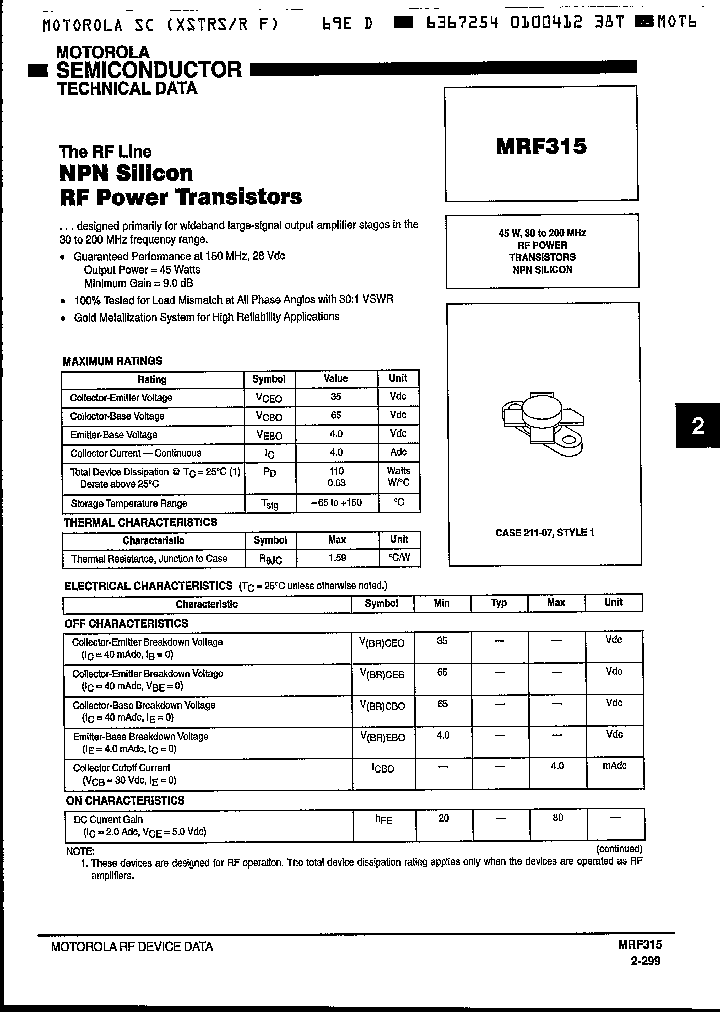 MRF315_358181.PDF Datasheet