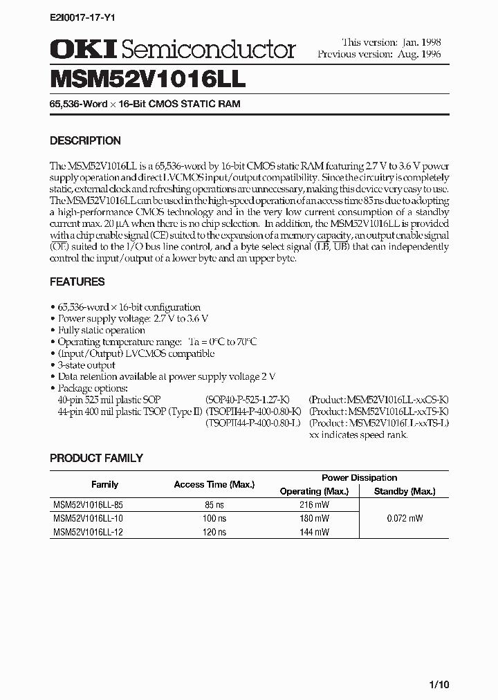 MSM52V1016LL_358008.PDF Datasheet