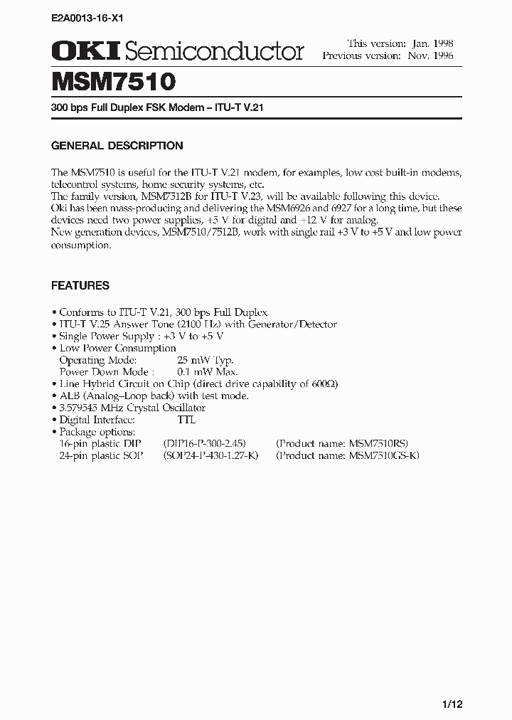 MSM7510_305701.PDF Datasheet