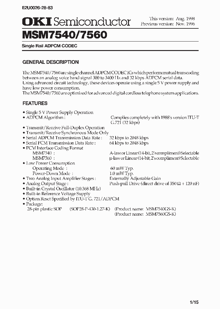 MSM7540_332860.PDF Datasheet